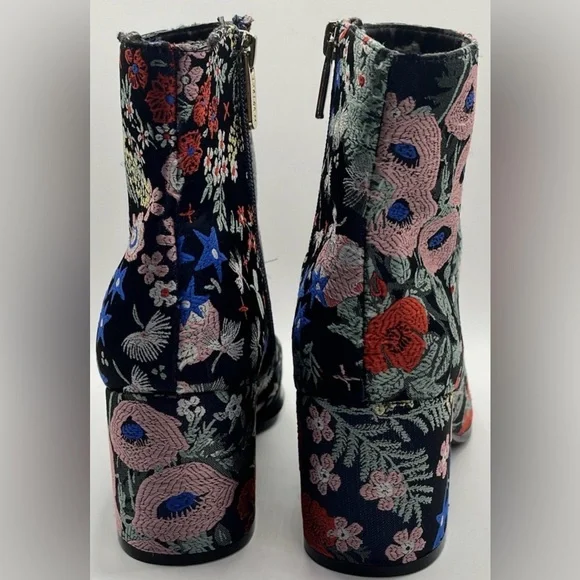 Indigo Rd Floral Embroidered Block Heel Ankle Boots Bootie Boho – Women's 7 - Picture 4 of 7